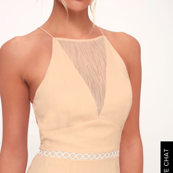 TOO CLOSE NUDE RUFFLED MIDI DRESS. - Picture 10 of 12